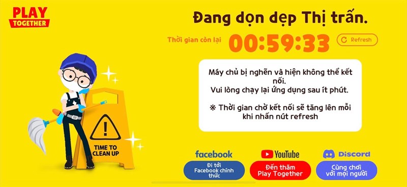 Cách vào game Play Together khi bị chờ quá tải 59 phút