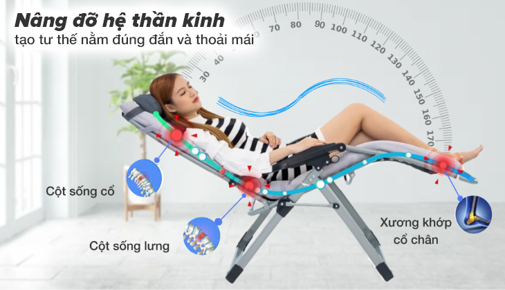 Ghế xếp thư giãn cải thiện hệ thần kinh với nhiều tư thế khác nhau