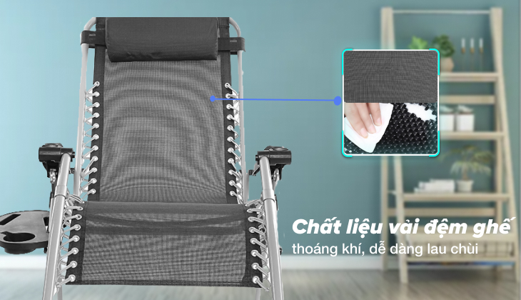 Vải đệm của ghế xếp mang tính đàn hồi cao, dễ lau chùi