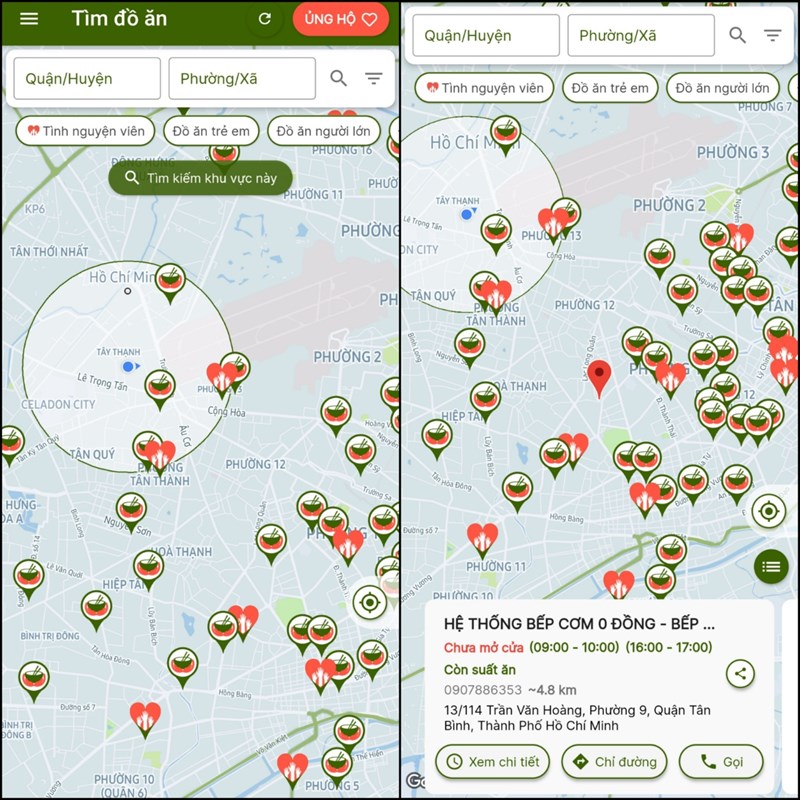 Cách sử dụng bản đồ tìm thực phẩm cứu trợ