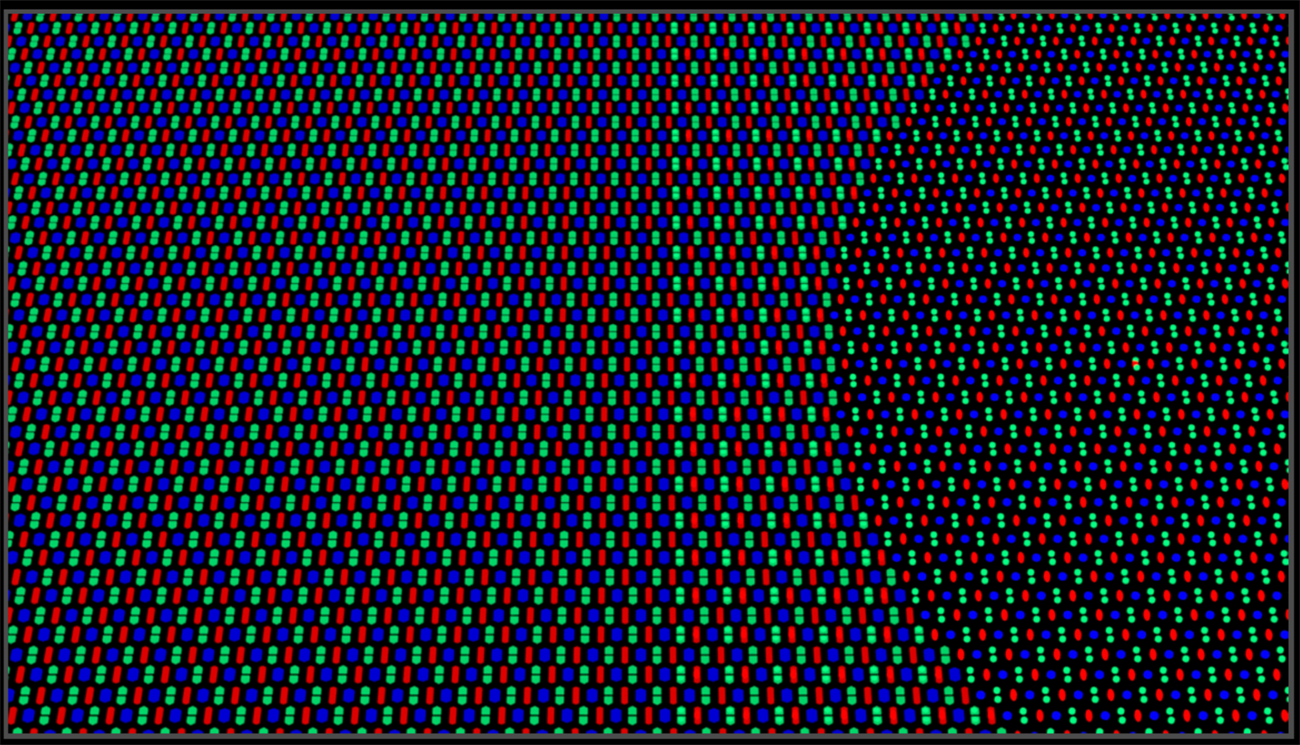 400ppi mật độ điểm ảnh với kích thước mỗi điểm ảnh được thu nhỏ đáng kể