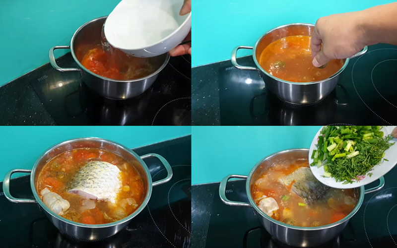 Các bước để nấu món canh chua cá trắm nấu sấu