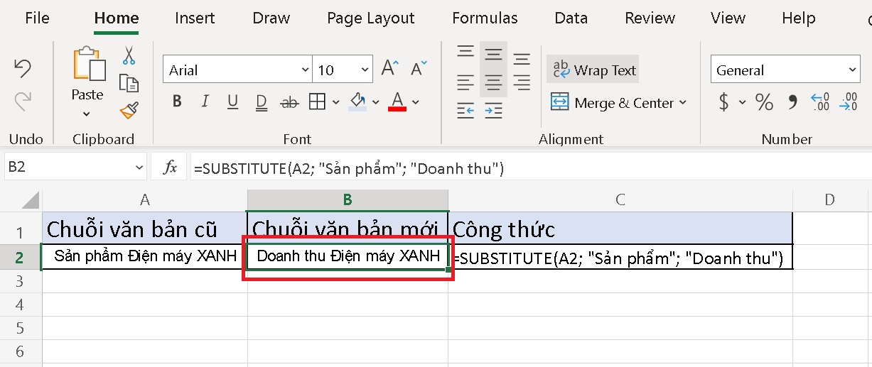 Bạn sẽ nhận được chuỗi văn bản mới hiển thị như hình bên dưới