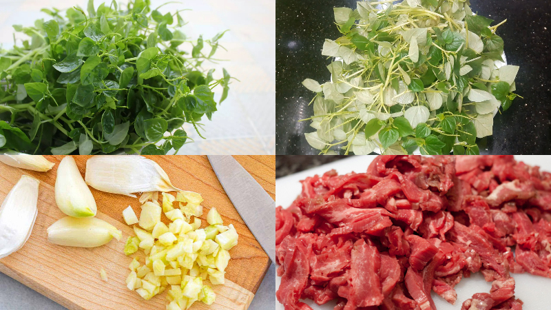 Sơ chế các nguyên liệu làm rau càng cua xào thịt bò