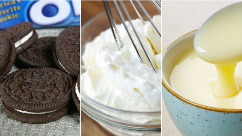 Các nguyên liệu chính của món bánh quy Oreo kẹp kem tươi