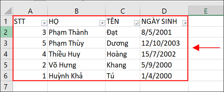 Vậy là bạn đã hoàn thành việc xếp tên theo ABC bằng cách tạo bộ lọc sắp xếp nhanh rồi.