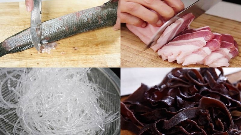 Nguyên liệu chính của món cá lóc hấp bún tàu
