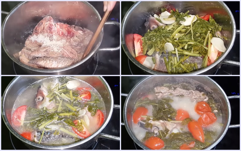 Nấu canh cá trắm với dưa chua
