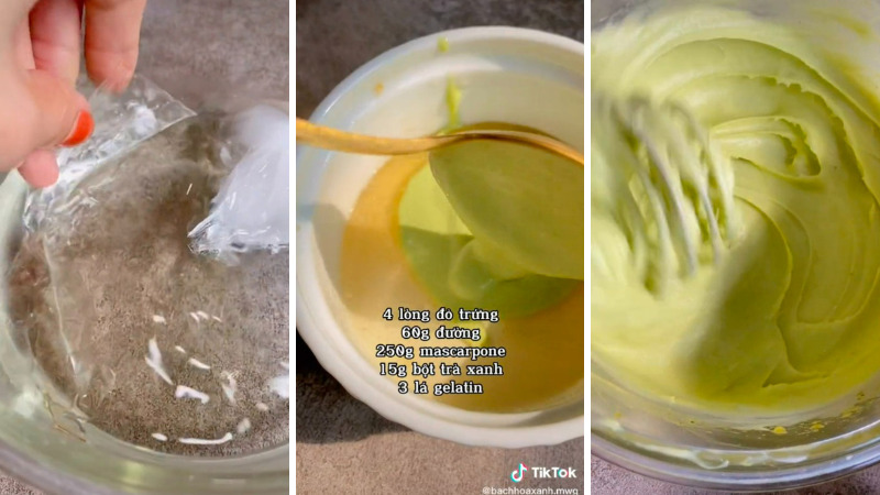Ngâm gelatin và trộn hỗn hợp kem