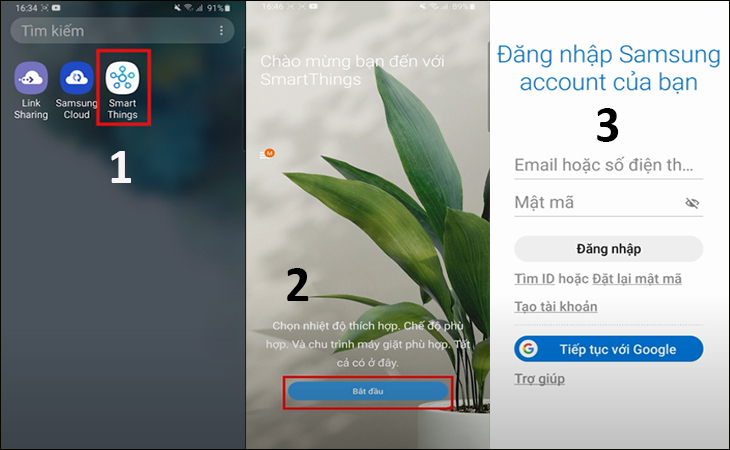 Bước 2: Đăng nhập vào ứng dụng SmartThings