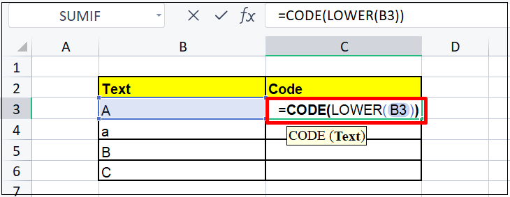 Kết hợp hàm Lower với hàm Code