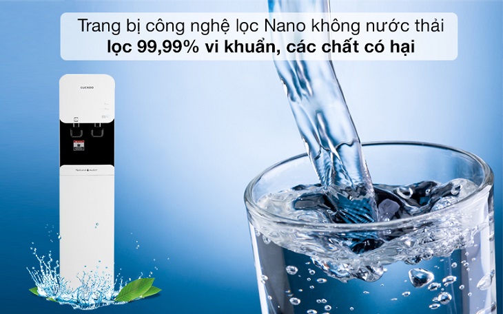 Máy lọc nước Cuckoo của nước nào? Có tốt không? Có nên mua không? > Công nghệ Nano không nước thải trên Máy lọc nước Nano nóng lạnh Cuckoo CP-FN601SW 4 lõi