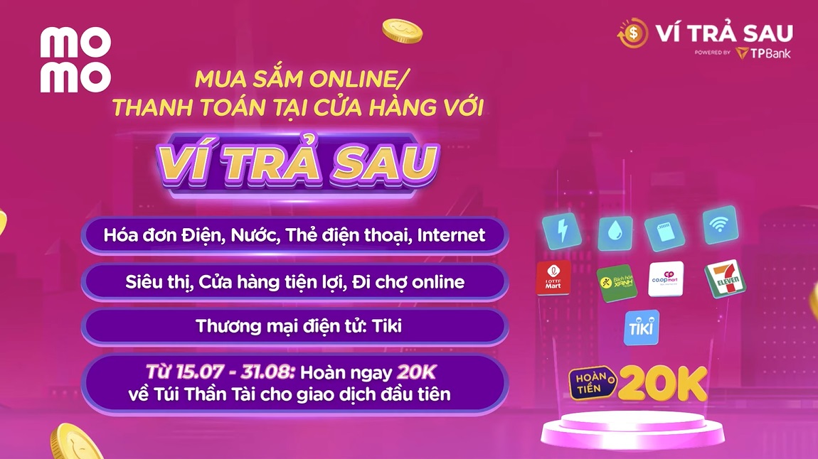 Các dịch vụ được Ví Trả Sau hỗ trợ thanh toán