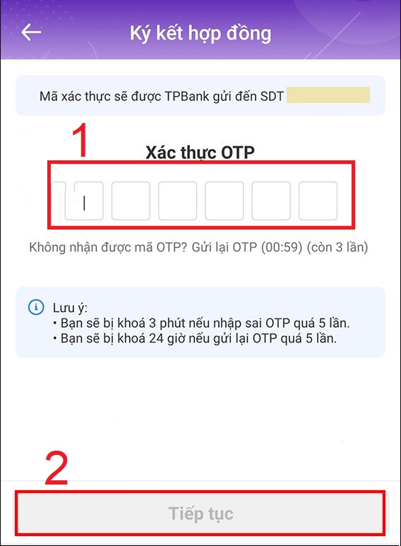 Nhập mã xác thực OTP