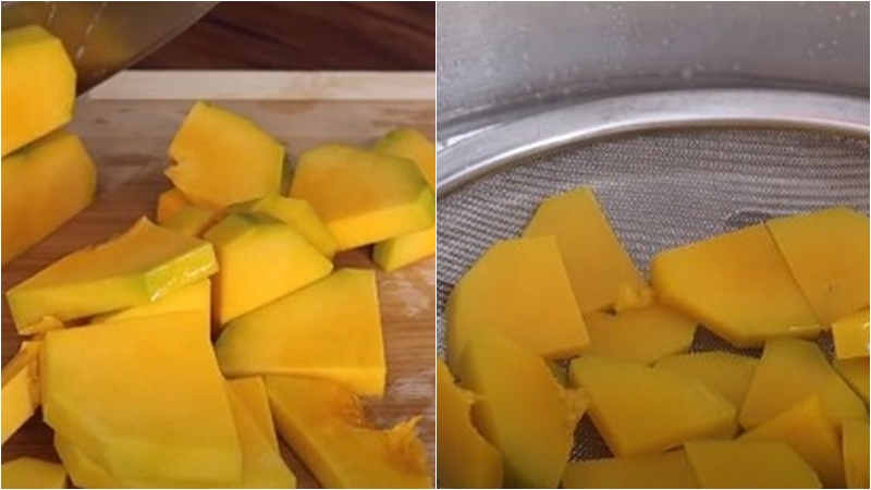 Sơ chế và hấp bí đỏ