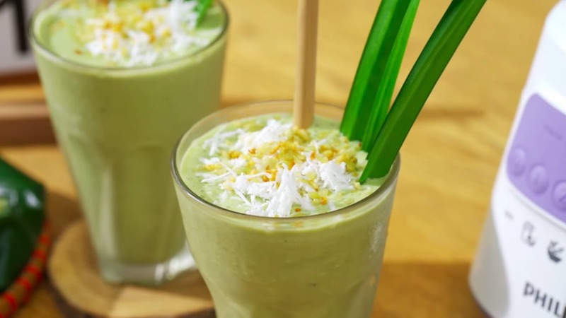 Cách làm smoothie đá xay cốm dừa matcha bằng máy xay sinh tố cực ngon