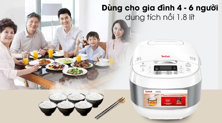 Nồi cơm điện được Tefal đáp ứng nhu cầu của người dùng với dung tích đa dạng từ  0.7 - 1.8 lít