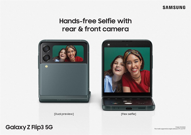 Cụm camera của Galaxy Z Flip 3 5G vẫn giữ nguyên so với thiết bị tiền nhiệm