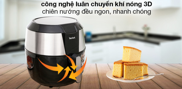 nồi chiên không dầu Tefal hạn chế dầu mỡ, không cần đảo thực phẩm với công nghệ khí nóng đa chiều