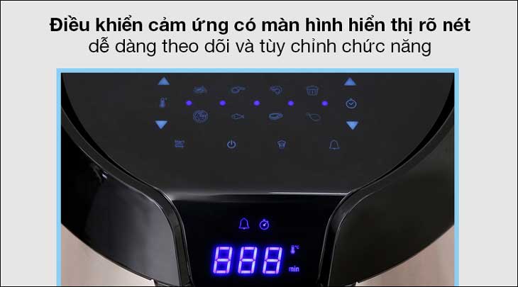 Nồi chiên không dầu Tefal EY701D15 6.5 lít sử dụng bảng điều khiển cảm ứng có màn hình hiển thị rõ nét Nồi chiên không dầu Tefal EY701D15 6.5 lít sử dụng bảng điều khiển cảm ứng có màn hình hiển thị rõ nét