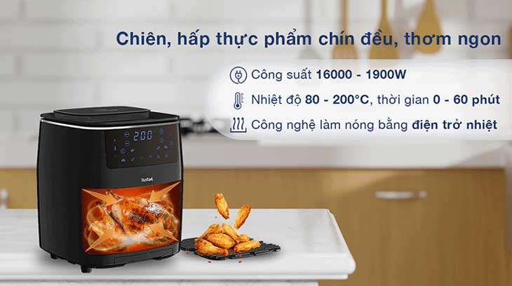 Nồi chiên không dầu kết hợp hấp Tefal FW201815 6.5 lít được tích hợp công nghệ làm nóng bằng điện trở nhiệt Nồi chiên không dầu kết hợp hấp Tefal FW201815 6.5 lít được tích hợp công nghệ làm nóng bằng điện trở nhiệt