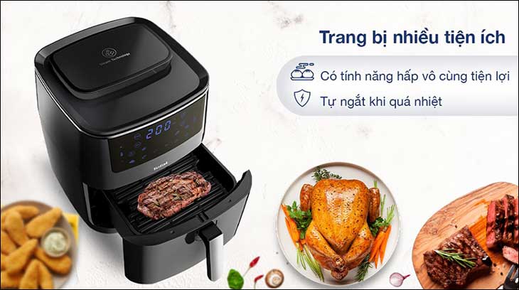 Nồi chiên không dầu kết hợp hấp Tefal FW201815 6.5 lít được tích hợp chức năng hấp và tự ngắt khi quá nhiệt Nồi chiên không dầu kết hợp hấp Tefal FW201815 6.5 lít được tích hợp chức năng hấp và tự ngắt khi quá nhiệt