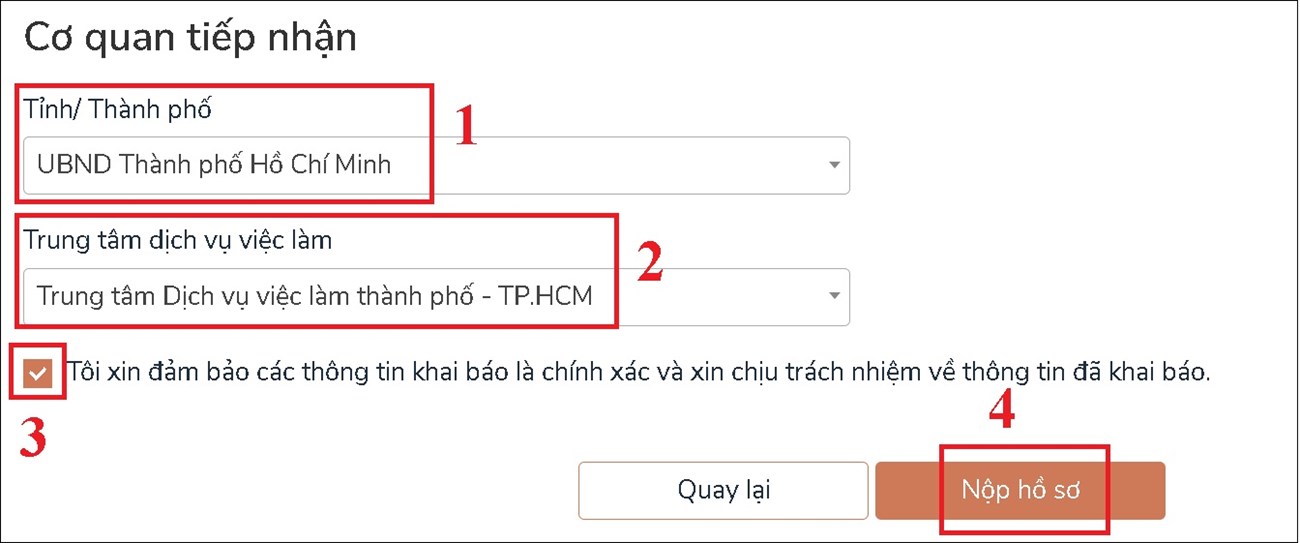 Chọn cơ quan tiếp nhận hồ sơ