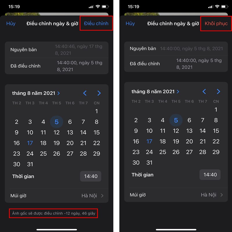 Cách sửa ngày giờ trên ảnh iPhone