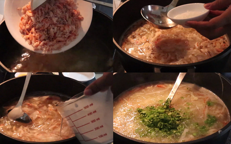 Nấu súp măng tây cua