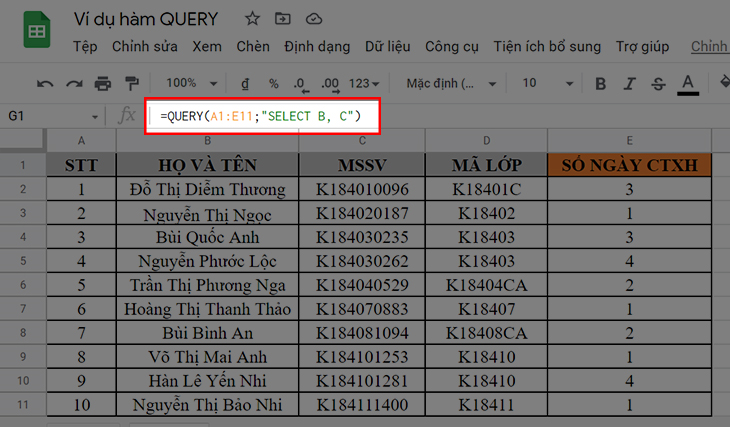 Nhập công thức lấy dữ liệu cột B và C 