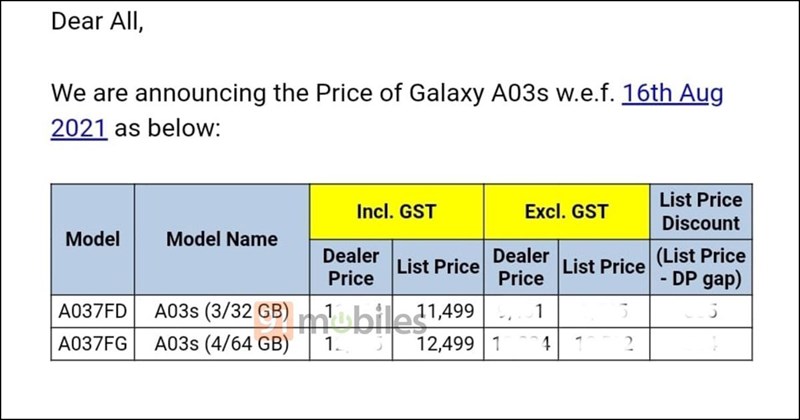 Rò rỉ giá bán phải chăng của Galaxy A03s tại Ấn Độ trước ngày ra mắt: Chỉ từ 3.53 triệu đồng