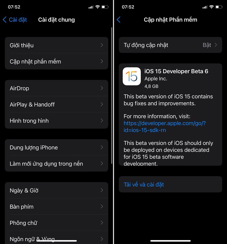 cách cập nhật iOS 15 beta 6