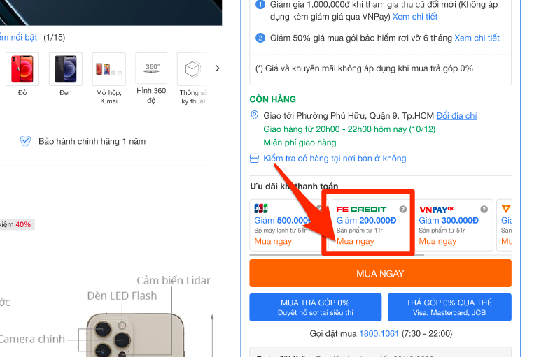 Click vào sản phẩm, nhấn nút MUA NGAY trong mục: Click vào sản phẩm, nhấn nút MUA NGAY trong mục: