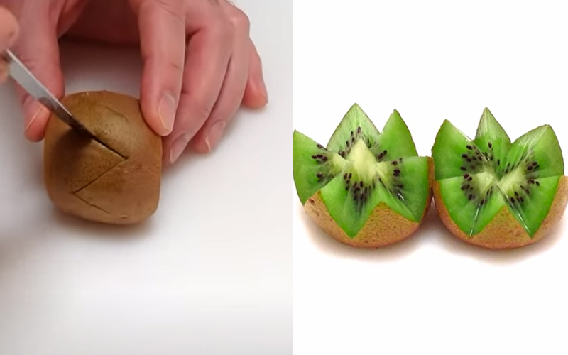 Chia kiwi thành 2 phần bằng nhau