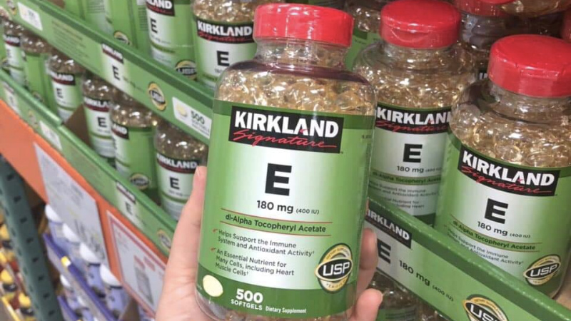 Vitamin E Kirkland xuất xứ Mỹ, chứa vitamin E 180mg