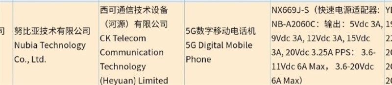 Nubia Red Magic 6S đạt được chứng nhận 3C với sạc nhanh 120W