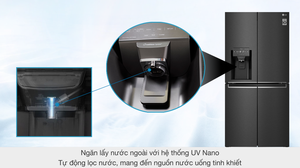 Khám phá các công nghệ nổi bật trên tủ lạnh LG French Door > Tính năng diệt khuẩn bằng tia UV Nano