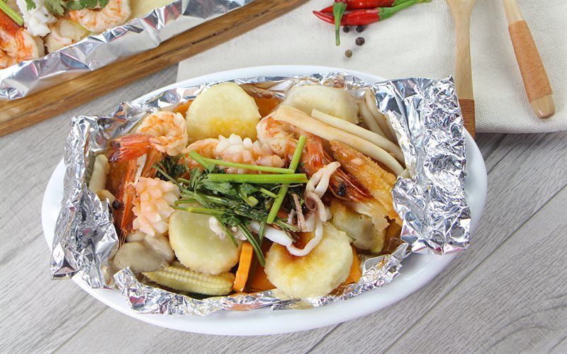 How to make grilled seafood tofu in foil, delicious and simple at home