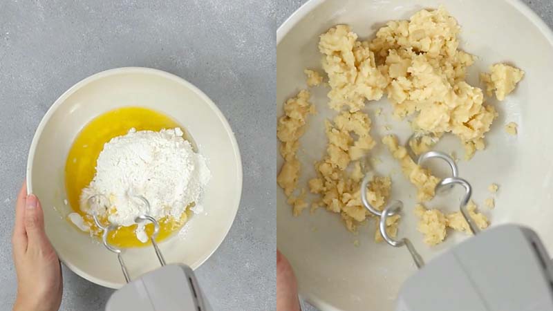 Nhào phần bột dầu để làm bánh trứng muối ngàn lớp