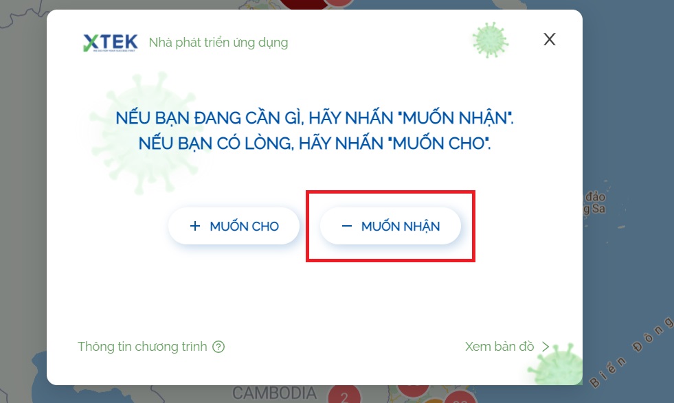 Bạn truy cập vào link bản đồ TẠI ĐÂY rồi nhấn Muốn nhận.