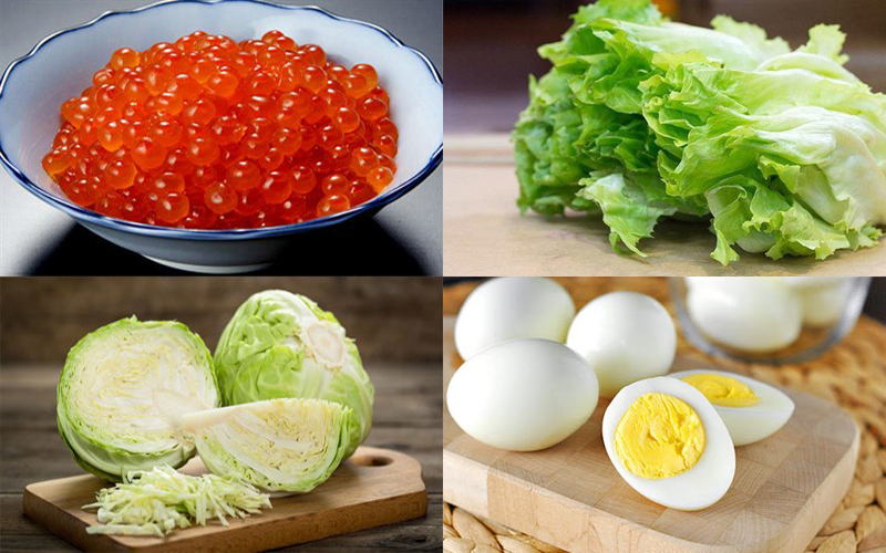 Nguyên liệu làm salad trứng cá hồi