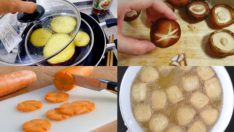 Sơ chế nguyên liệu để làm hủ tiếu hoành thánh chay