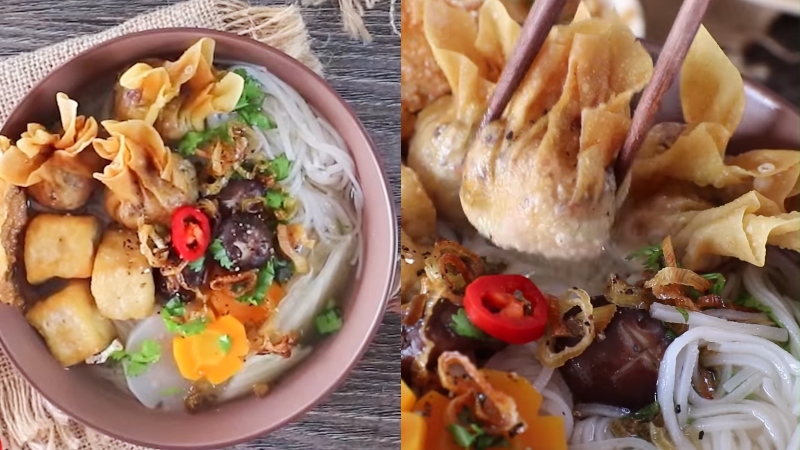 Hủ tiếu hoành thánh chay thơm ngon, hấp dẫn