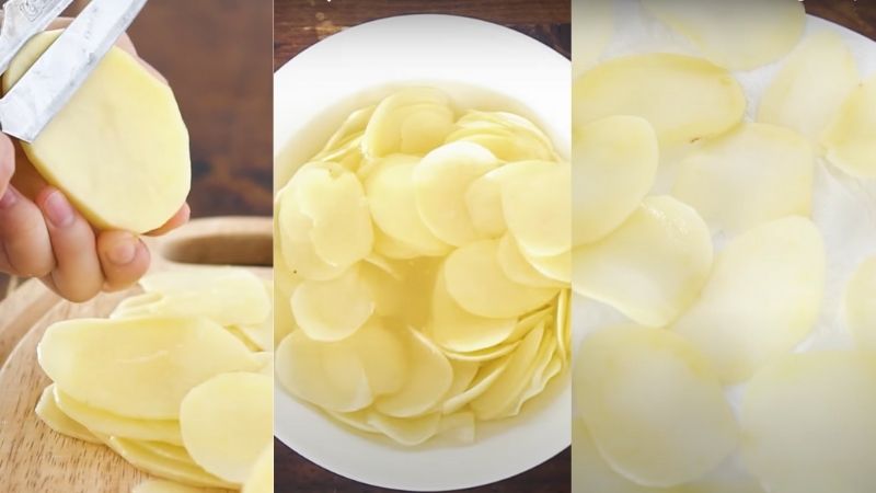 Sơ chế khoai tây để làm khoai tây lắc BBQ