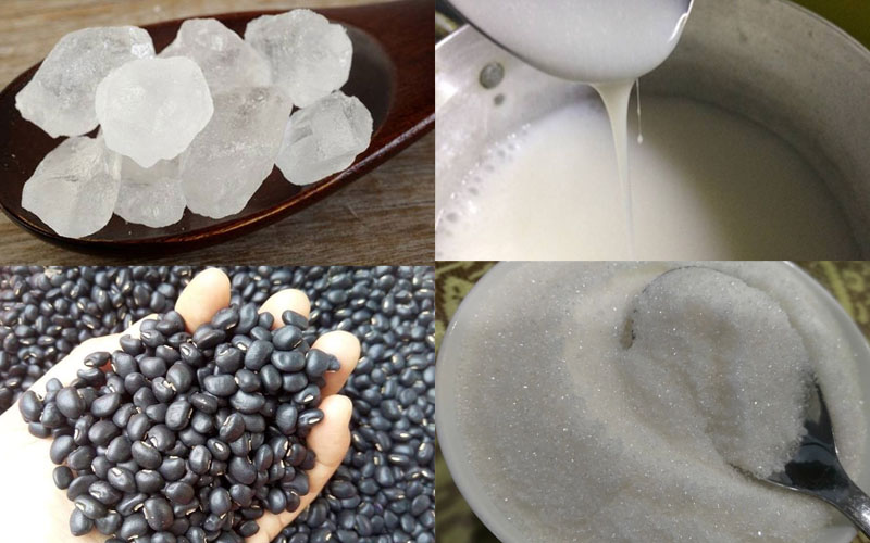 Một số nguyên liệu làm chè đậu đen bột báng