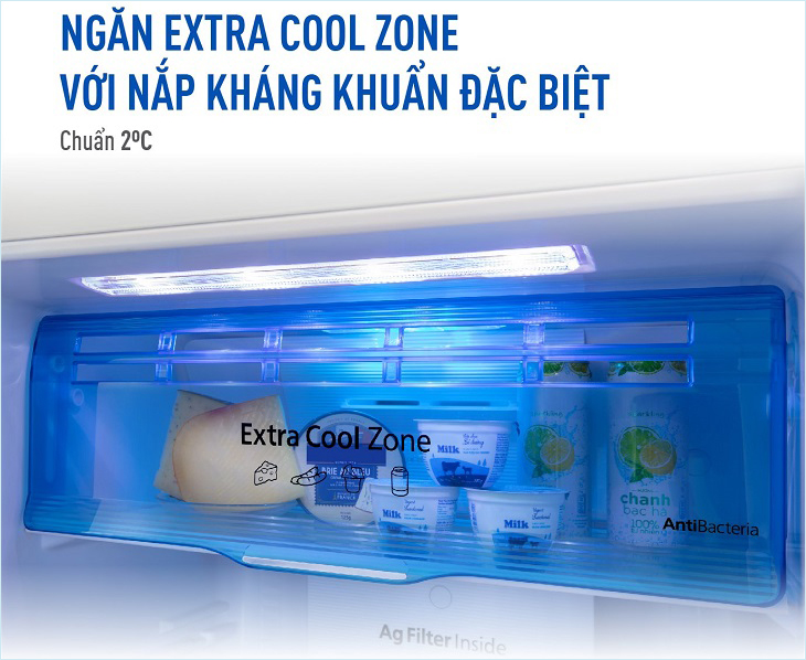 Ngăn ướp lạnh Extra Cool Zone trên Tủ lạnh Panasonic Inverter 366 lít NR-TL381VGMV