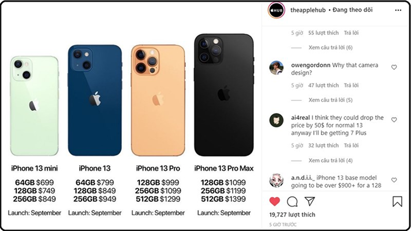 Giá iPhone 13 Series năm nay sẽ không tăng