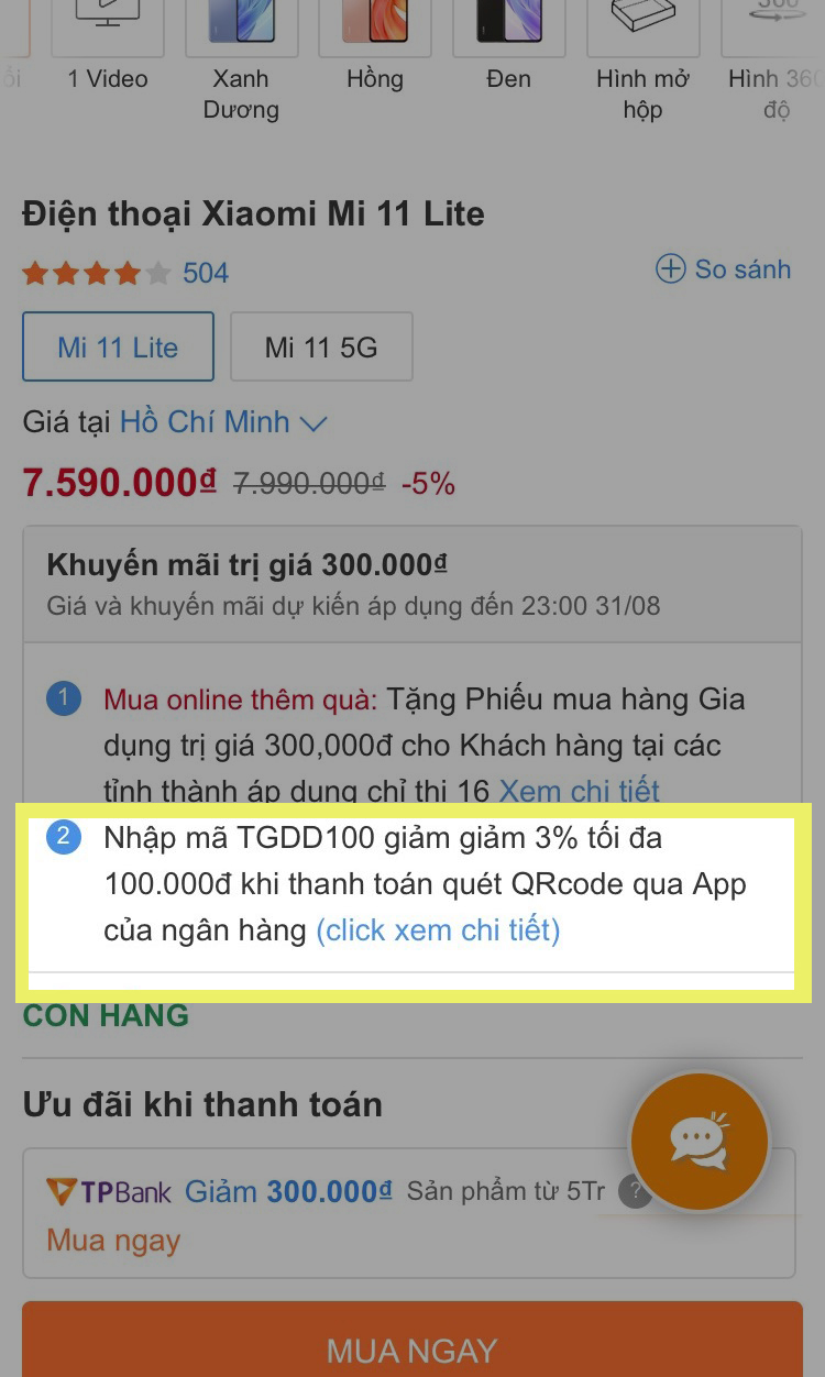 GIẢM 3% TỐI ĐA 100K KHI THANH TOÁN QUA VNPAY