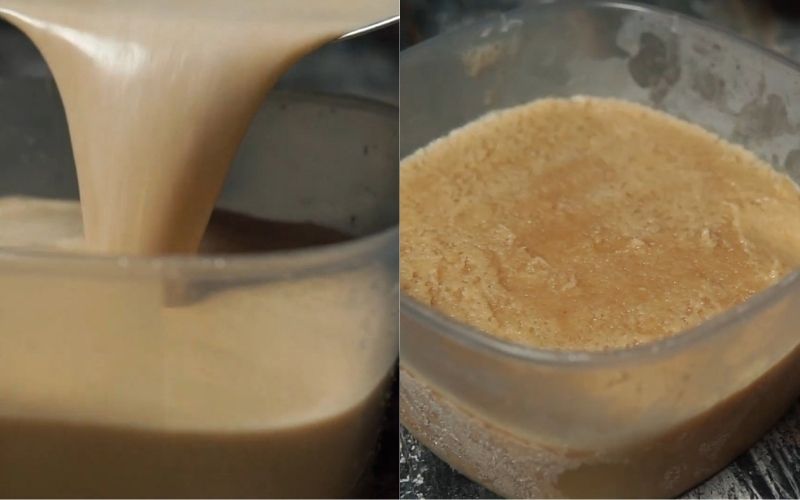 Đỗ hỗn hợp vào khuôn và làm đông kem sữa hạt yến mạch