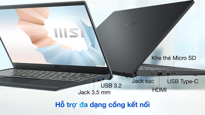 Laptop dưới 15 triệu tốt nhất 2021 - MSI Modern 14 B11MOU i3 (849VN)